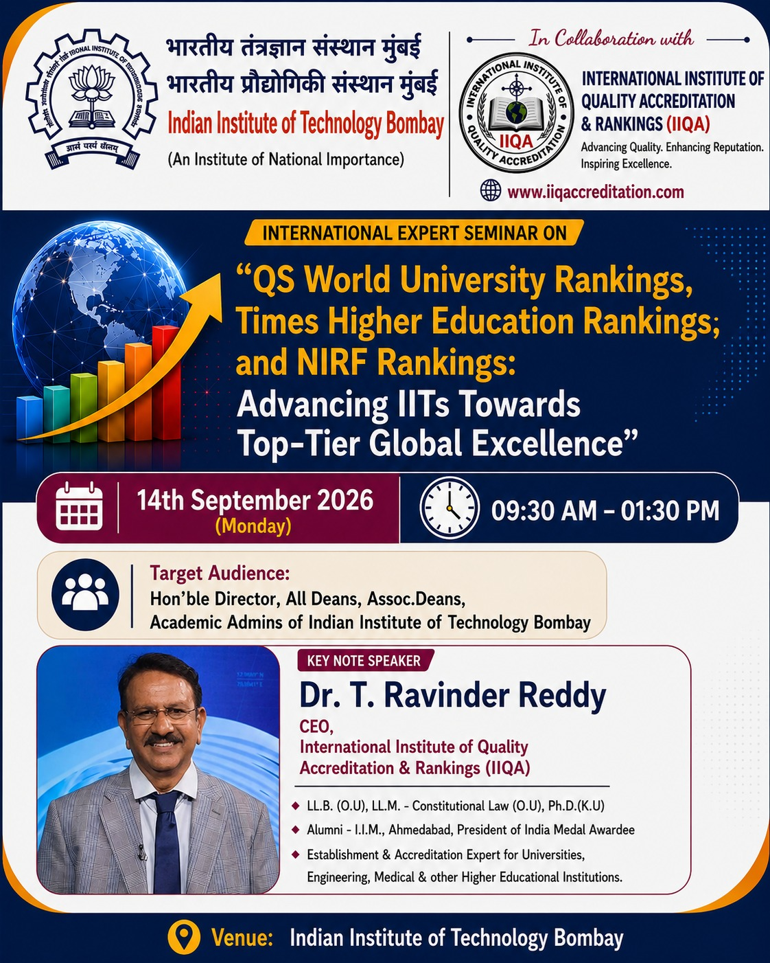 NIRF, QS & Times Higher Education Rankings Seminar at IIT Bombay in Collaboration with IIQA