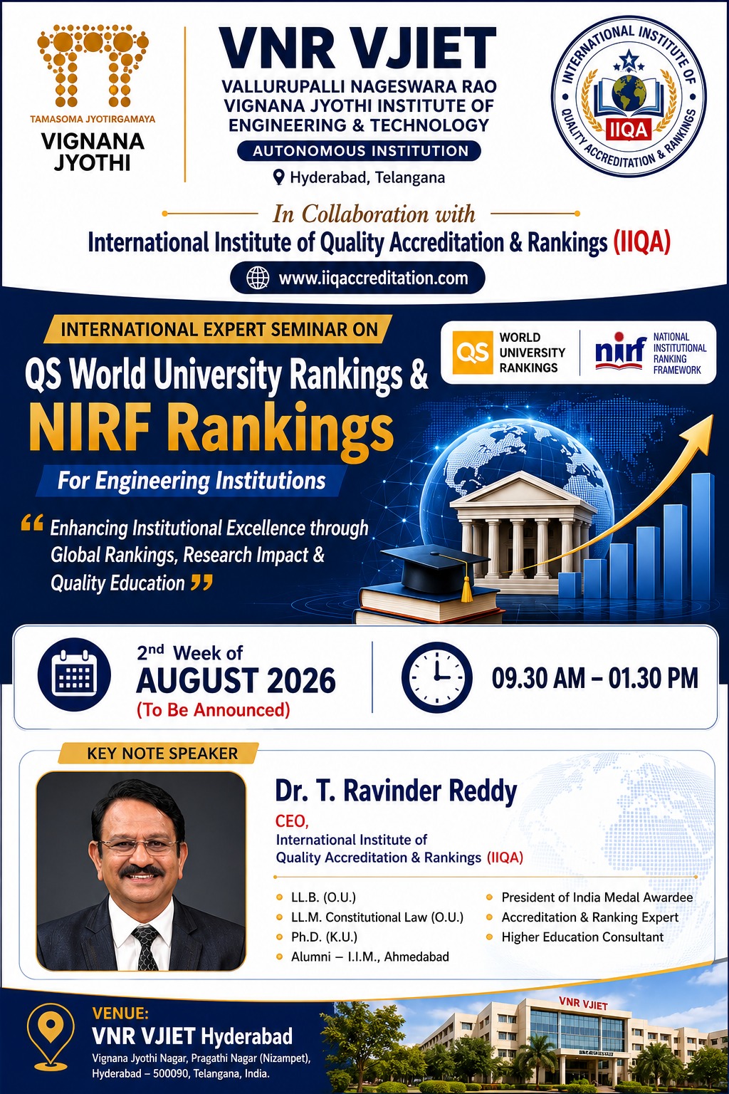 VNR VJIET & IIQA International Expert Seminar on QS World University Rankings & NIRF Rankings for Engineering Institutions