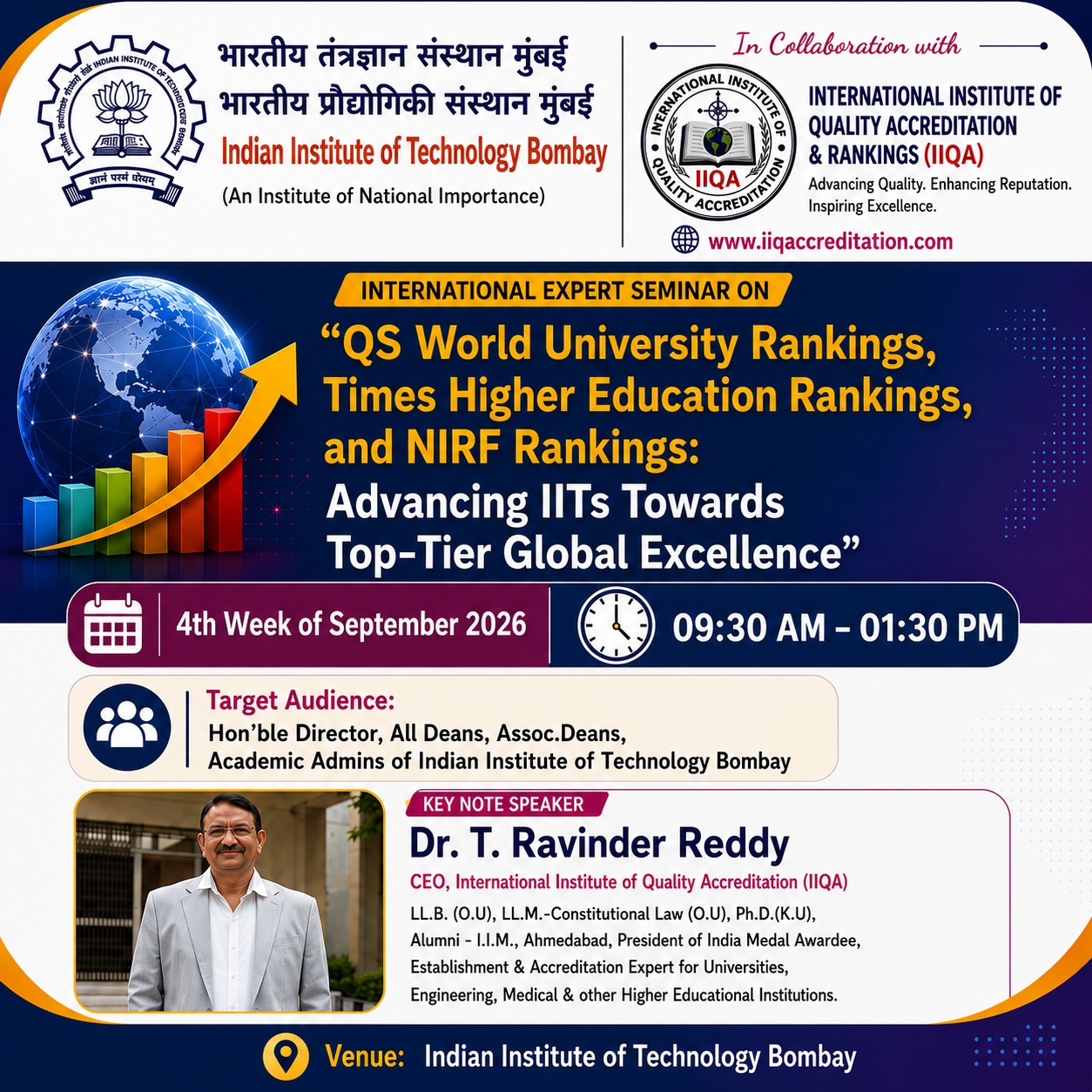 NIRF, QS & Times Higher Education Rankings Seminar at IIT Bombay in Collaboration with IIQA