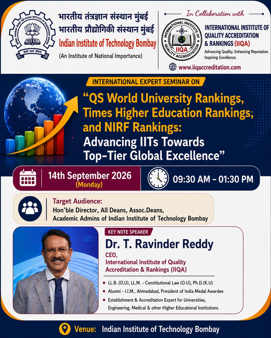 NIRF, QS & Times Higher Education Rankings Seminar at IIT Bombay in Collaboration with IIQA