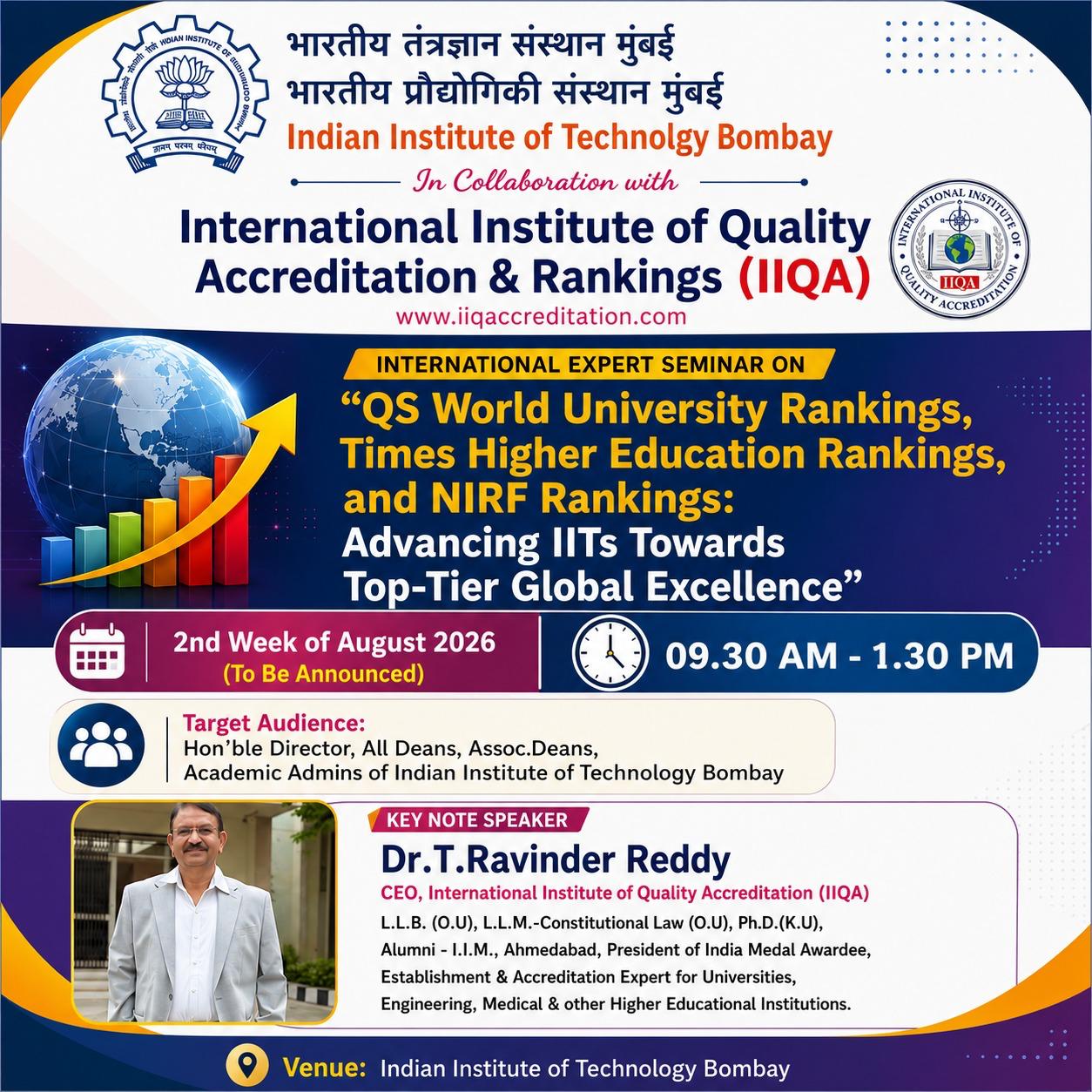 IIT Bombay & IIQA Host International Seminar on QS World University Rankings, THE Rankings and NIRF Rankings