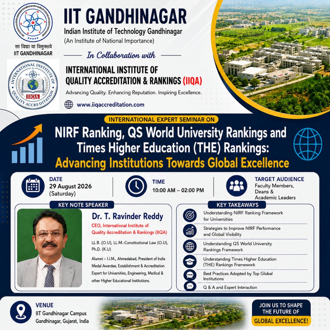 International Expert Seminar on NIRF, QS & Times Higher Education Rankings at IIT Gandhinagar
