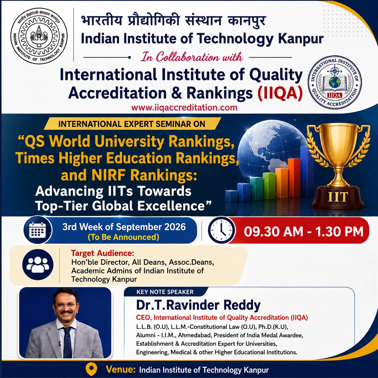 QS, THE & NIRF Rankings Seminar at IIT Kanpur in Collaboration with IIQA