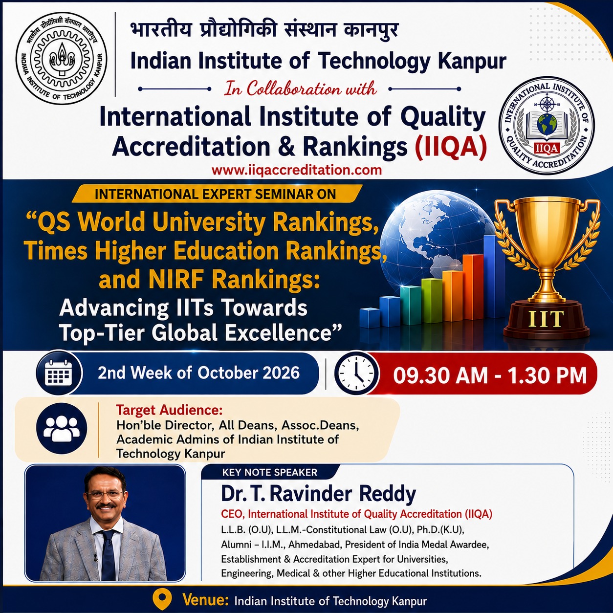 QS, THE & NIRF Rankings Seminar at IIT Kanpur in Collaboration with IIQA