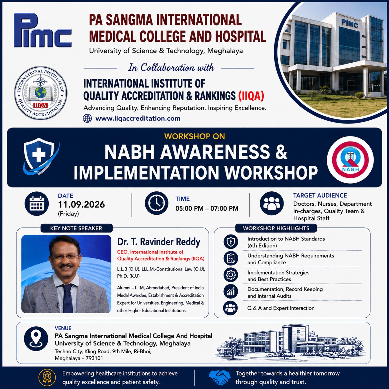 NABH Awareness & Implementation Workshop at PA Sangma International Medical College, Meghalaya