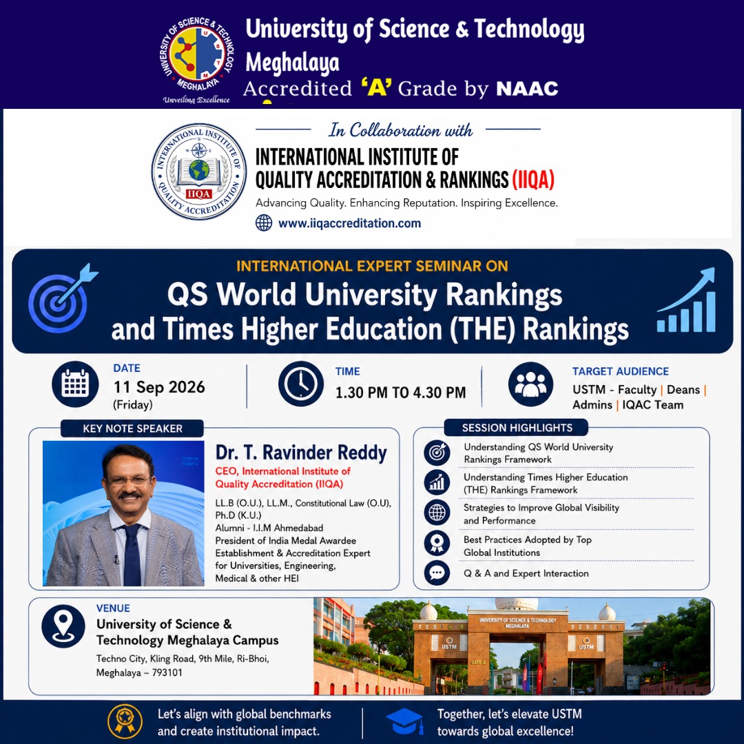 International Expert Seminar on QS World University Rankings and THE Rankings at USTM Meghalaya