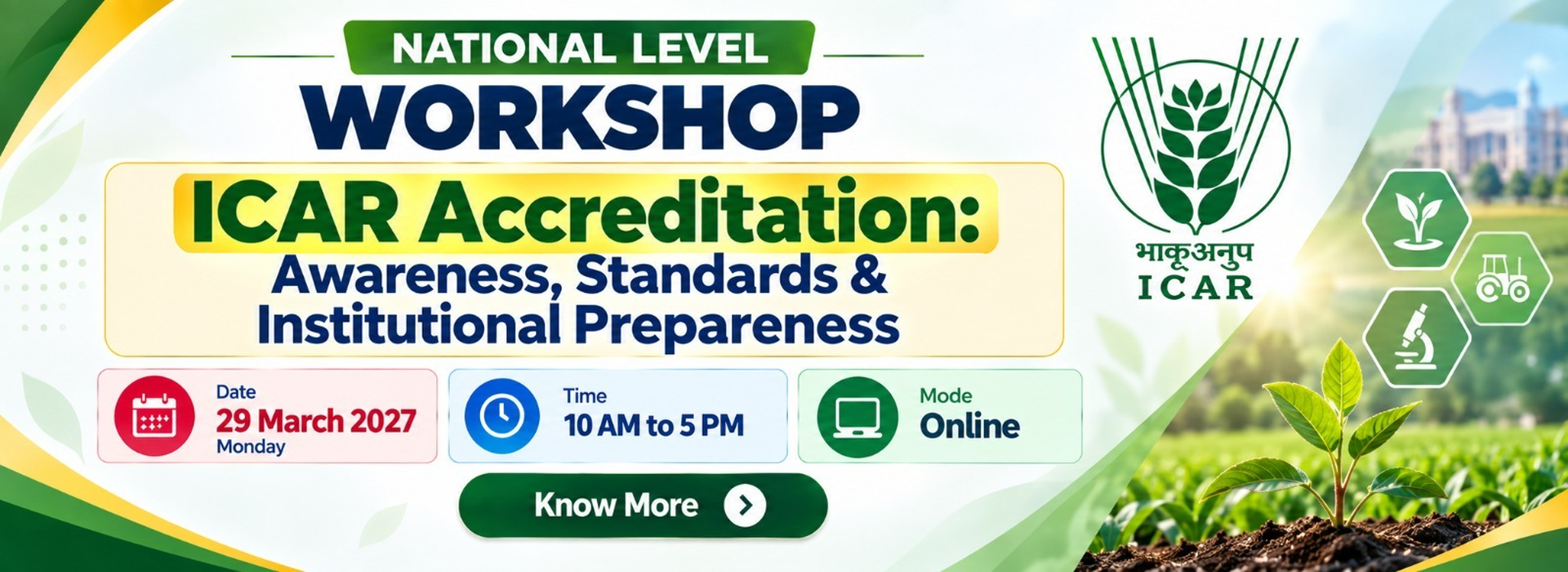 National Level Workshop on ICAR Accreditation: Awareness, Standards & Institutional Preparedness