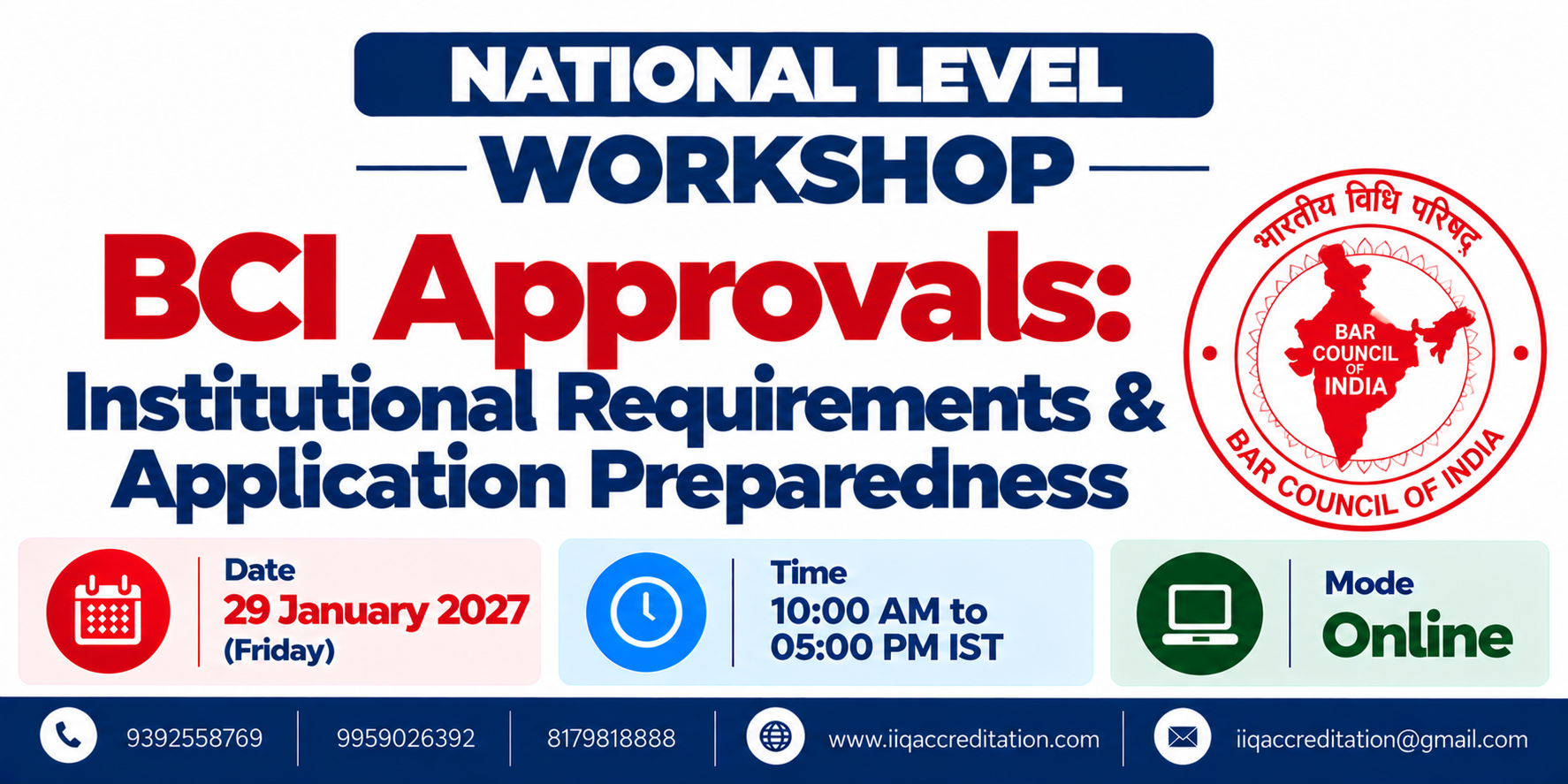 National Level Workshop on BCI Approvals Institutional Requirements & Application Preparedness