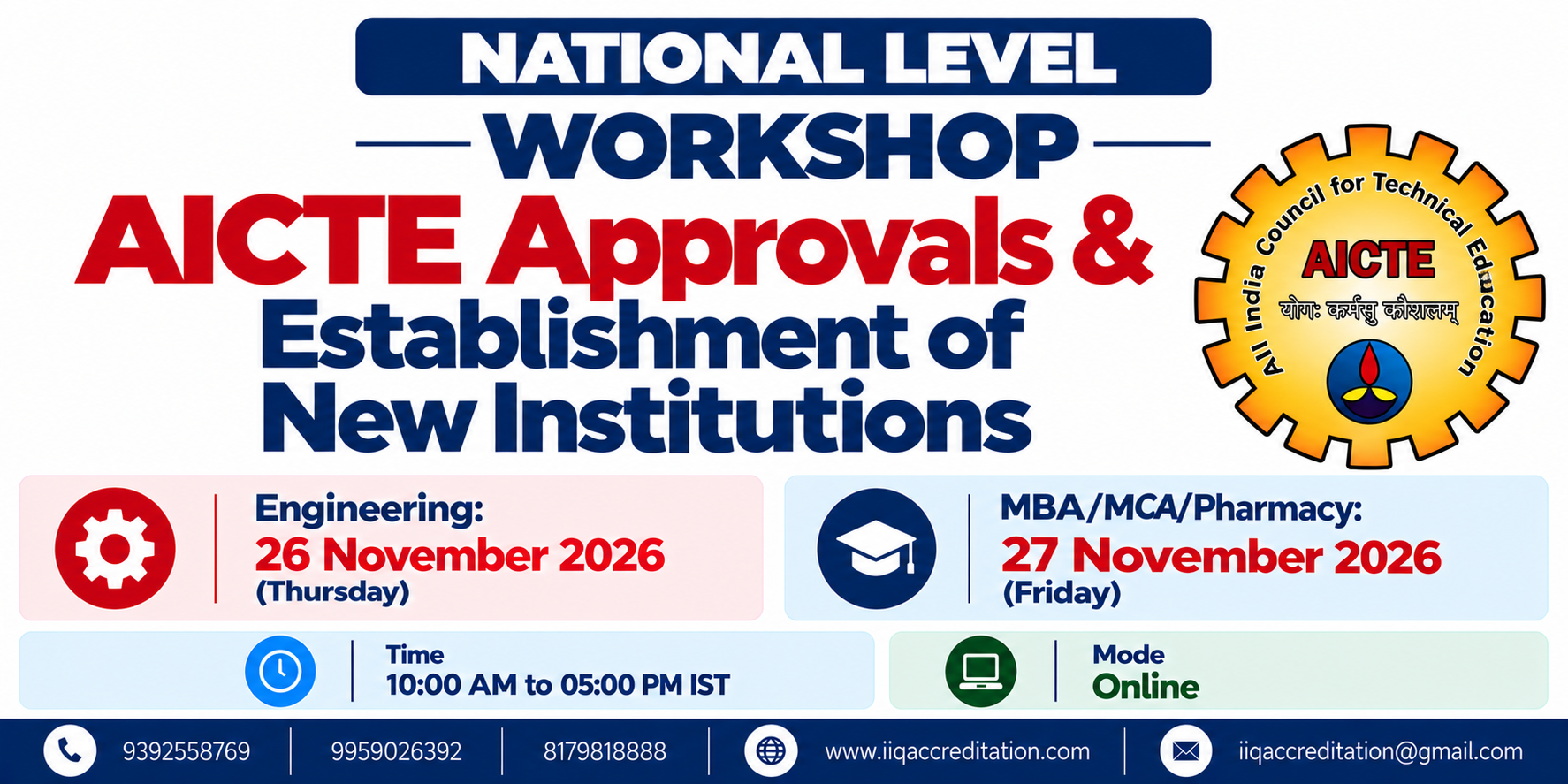 National Level Workshop on AICTE Approvals & Establishment of New Engineering Institutions