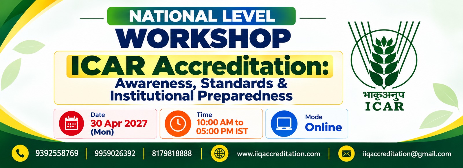 National Level Workshop on ICAR Accreditation: Awareness, Standards & Institutional Preparedness