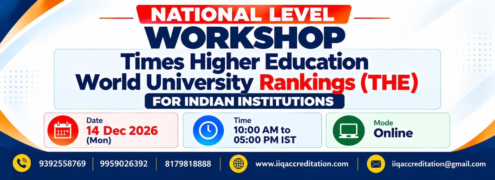 National Level Workshop on Times Higher Education (THE) World University Rankings for Indian Institutions